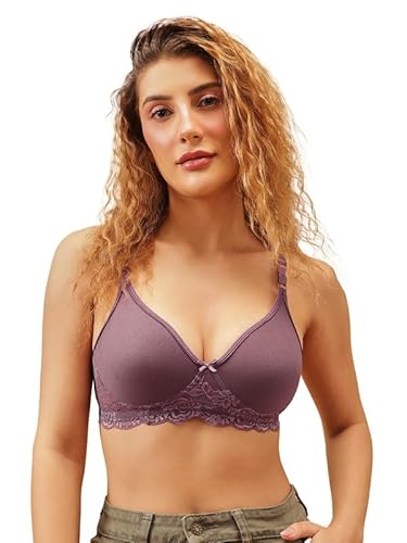 Clovia Women’s Purple Cotton Spacer Cup T-Shirt Bra – Non-Padded, Non-Wired, Full-Coverage Everyday Comfort